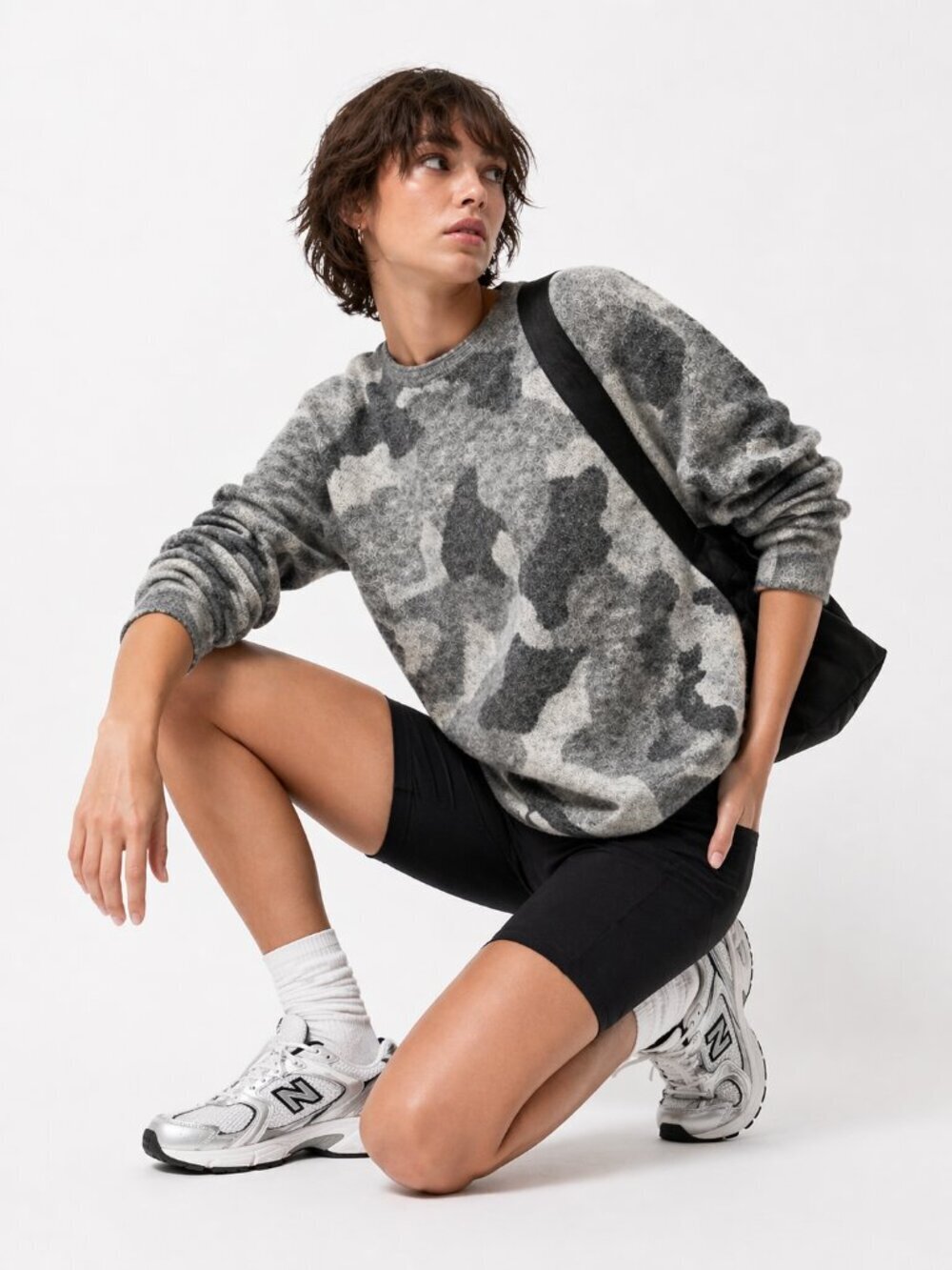 ATHLETA Undercover Alpaca Wool Sweater Gray Camo XS